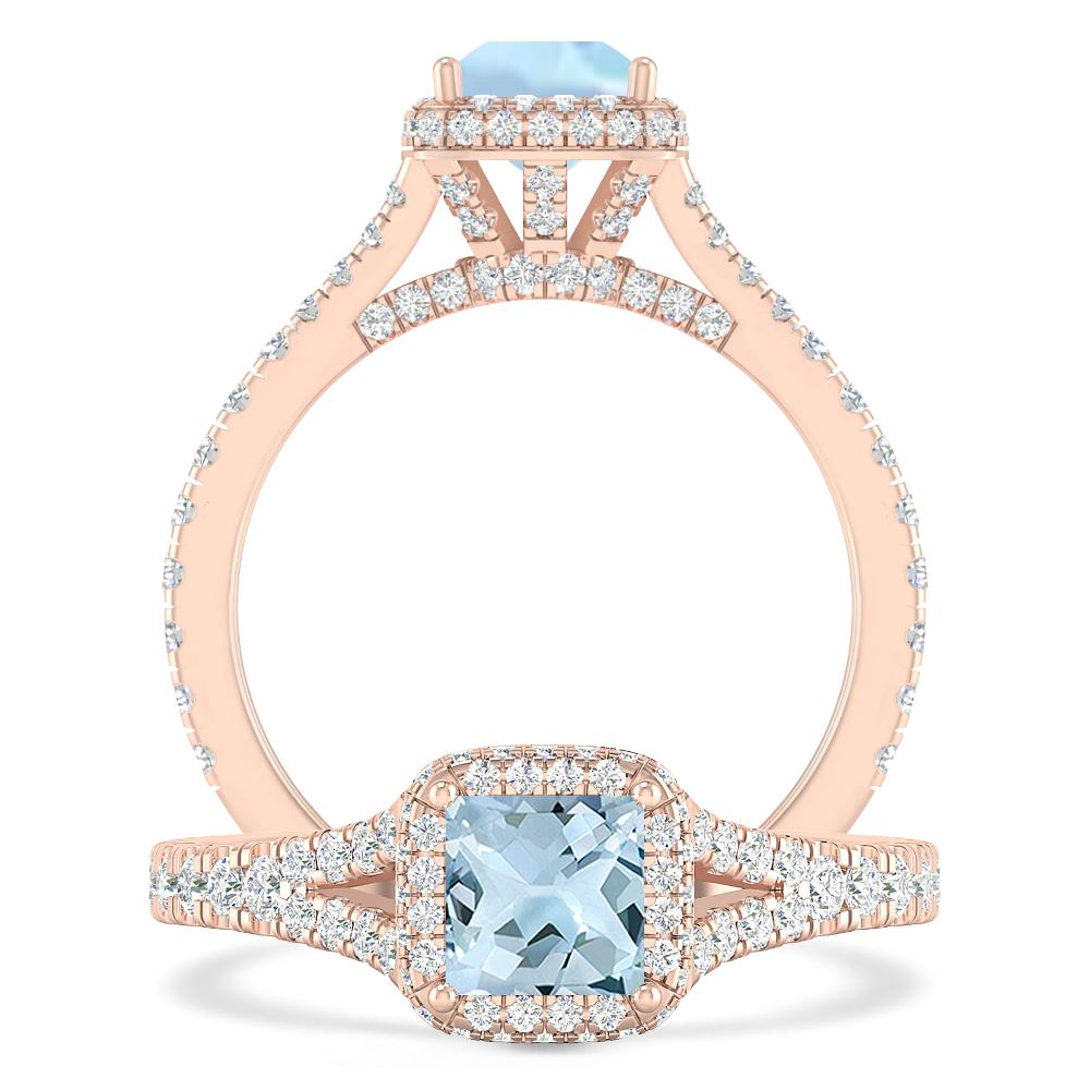 Rose Gold - Aquamarine