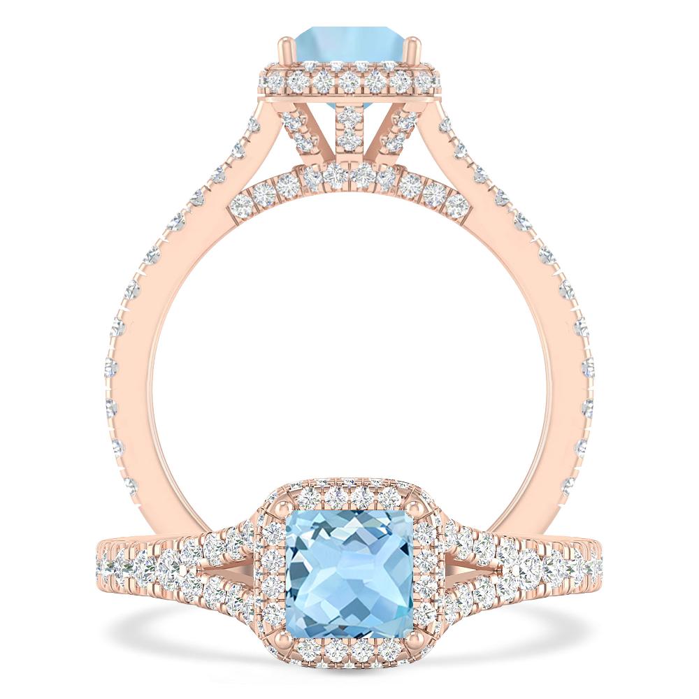 Rose Gold - Aquamarine