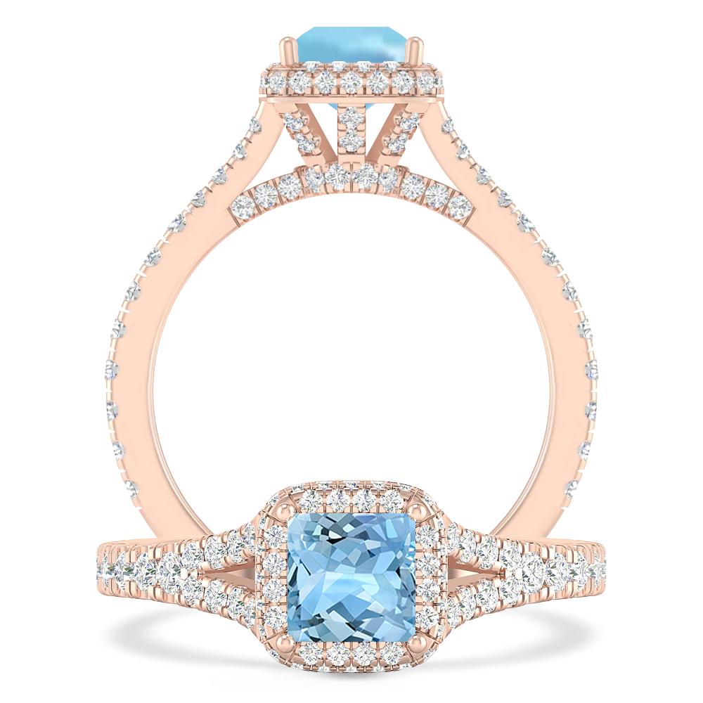 Rose Gold - Aquamarine