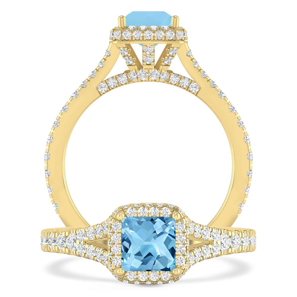 Yellow Gold - Blue Topaz