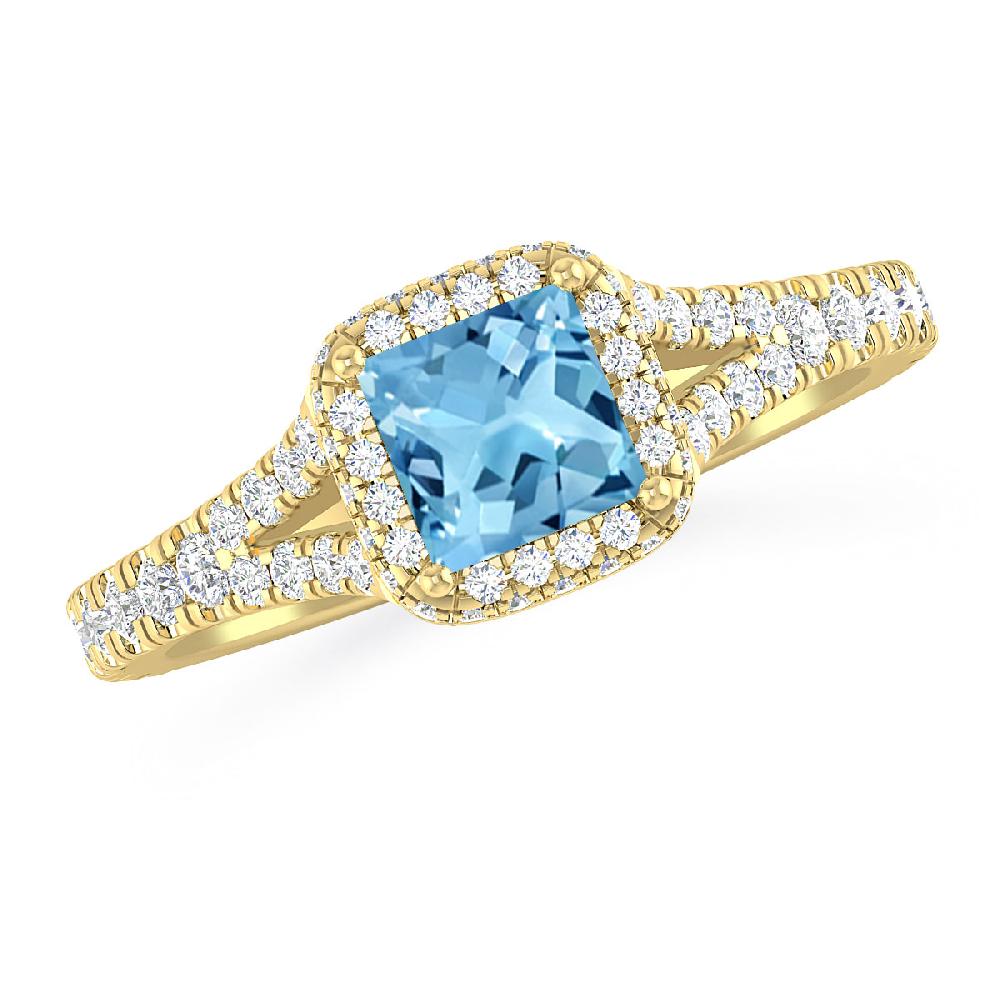 Yellow Gold - Blue Topaz