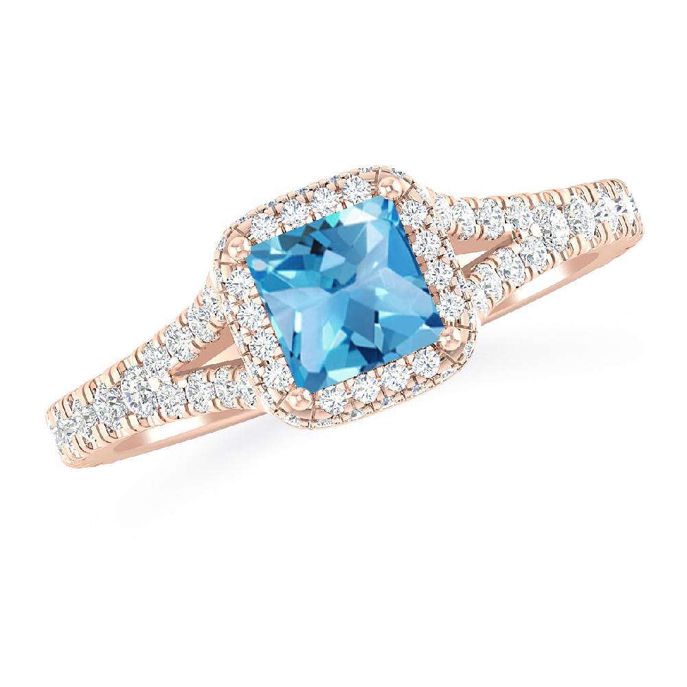 Rose Gold - Blue Topaz