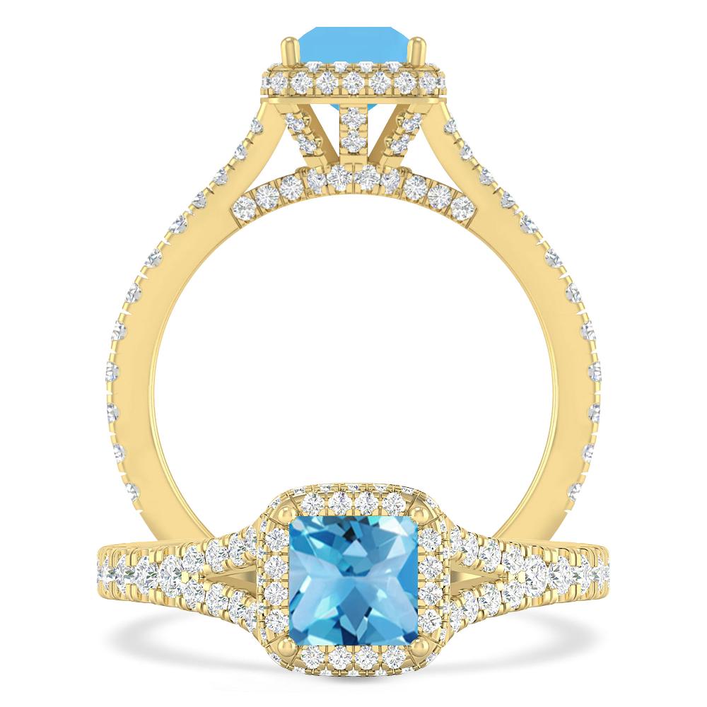 Yellow Gold - Blue Topaz