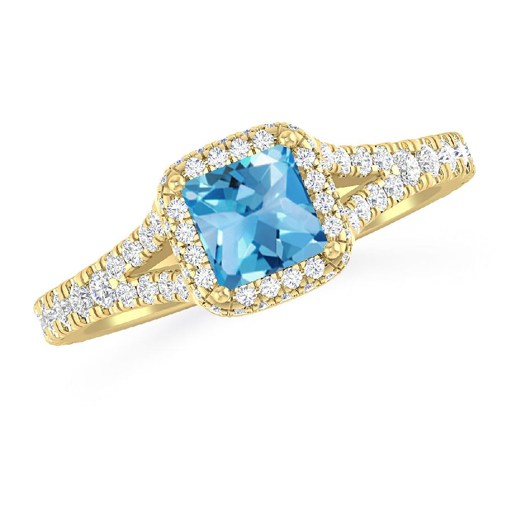 Yellow Gold - Blue Topaz