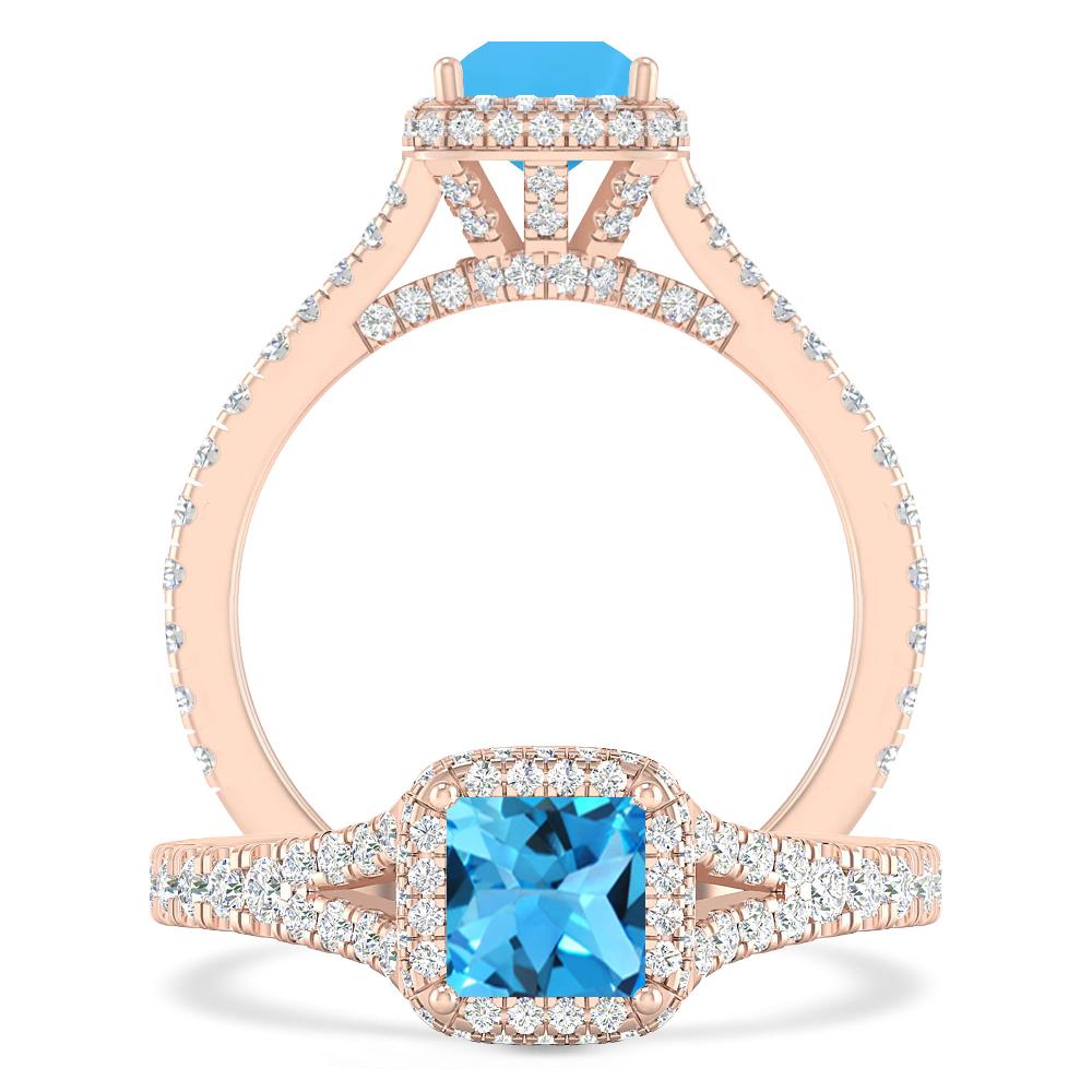 Rose Gold - Blue Topaz