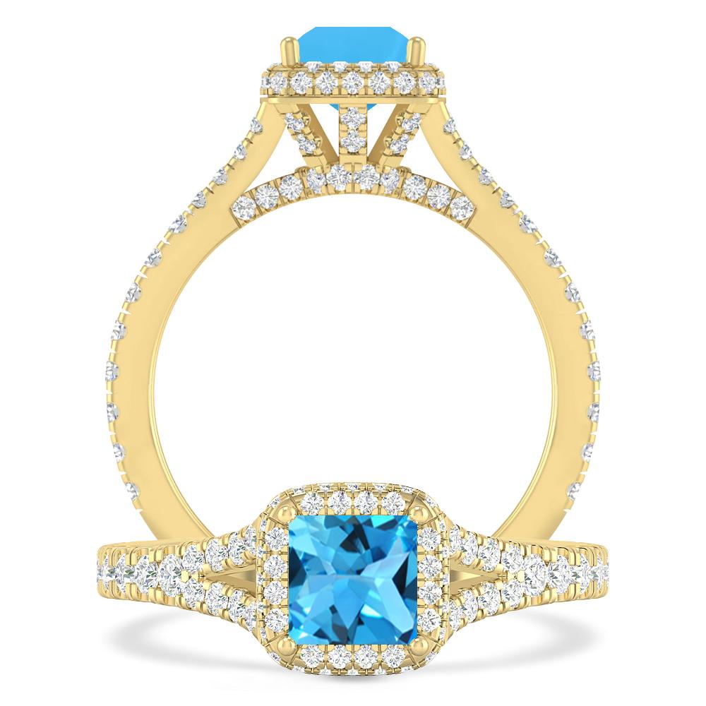 Yellow Gold - Blue Topaz