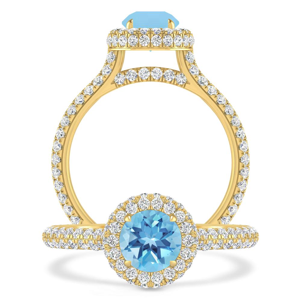 Yellow Gold - Blue Topaz