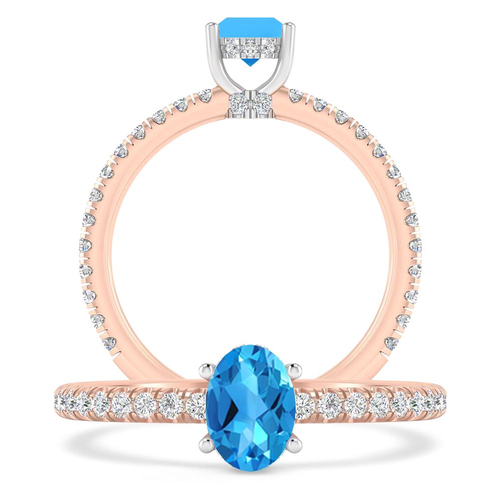 Rose Gold - Blue Topaz