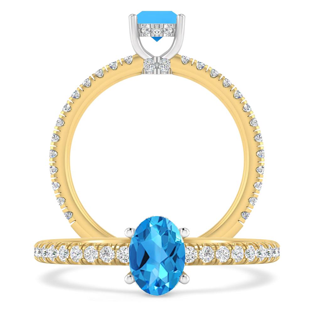 Yellow Gold - Blue Topaz