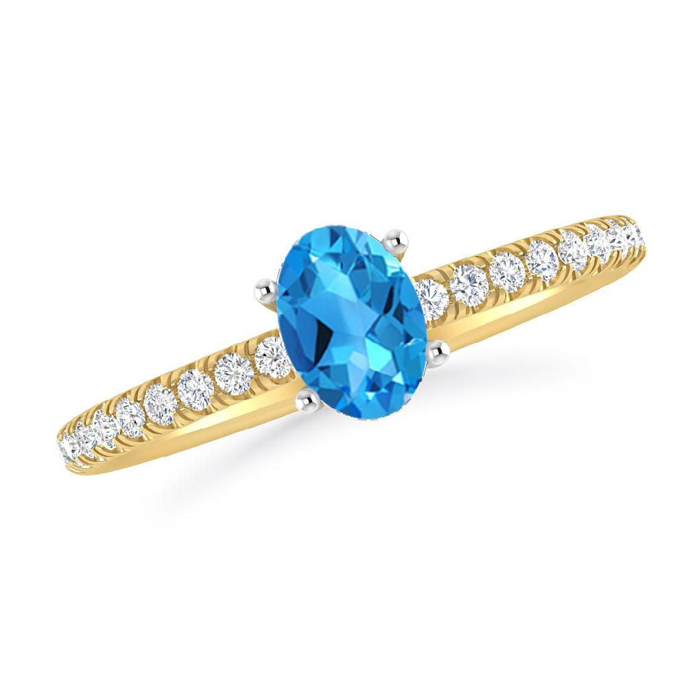 Yellow Gold - Blue Topaz