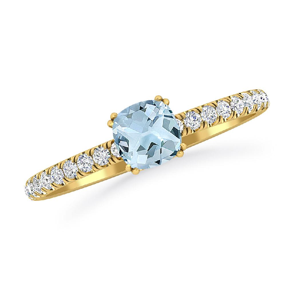 Yellow Gold - Aquamarine