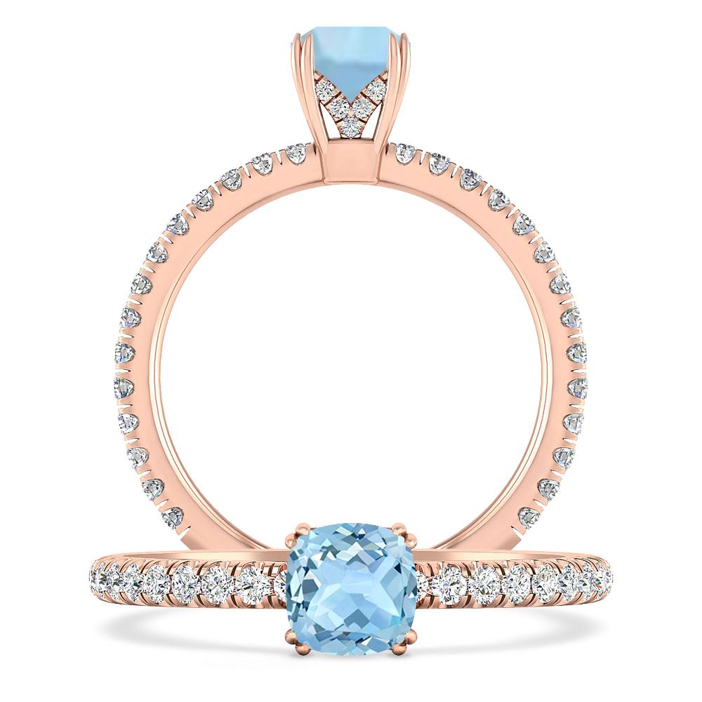 Rose Gold - Aquamarine
