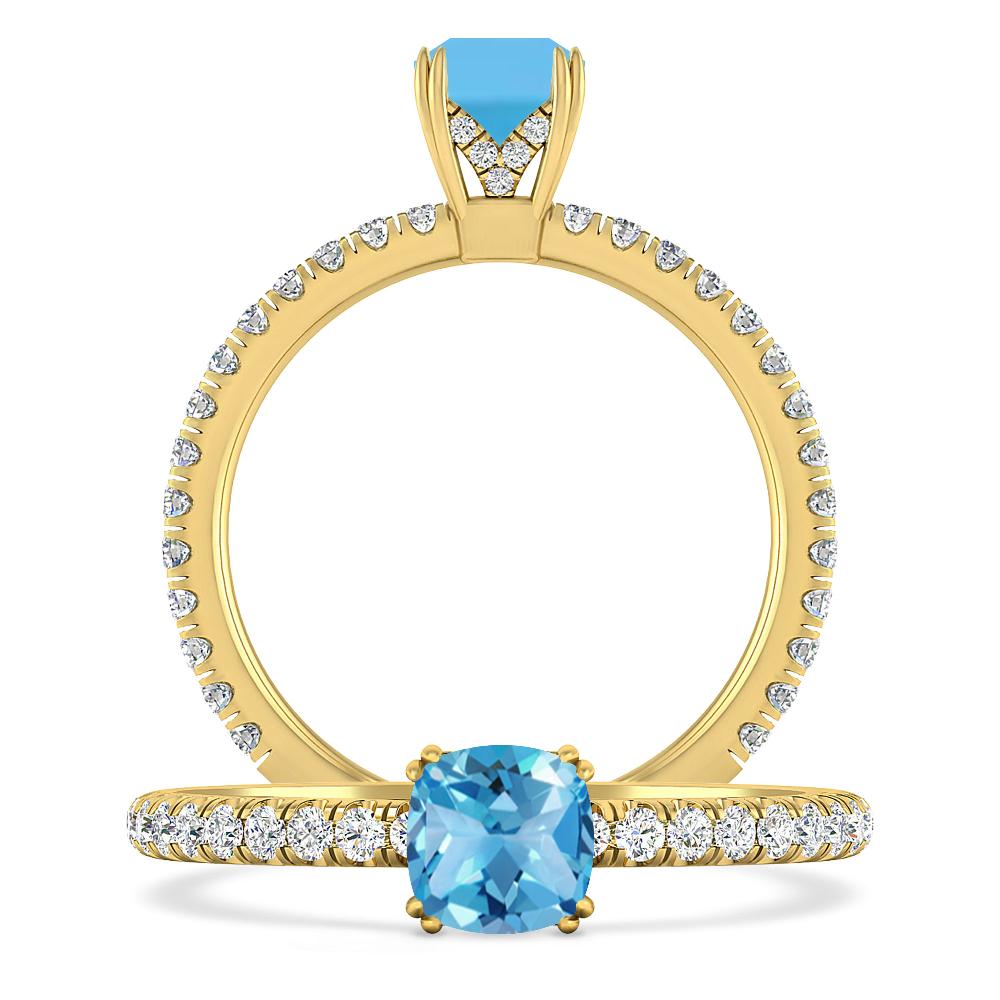 Yellow Gold - Blue Topaz