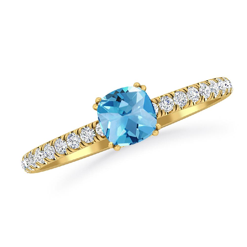 Yellow Gold - Blue Topaz