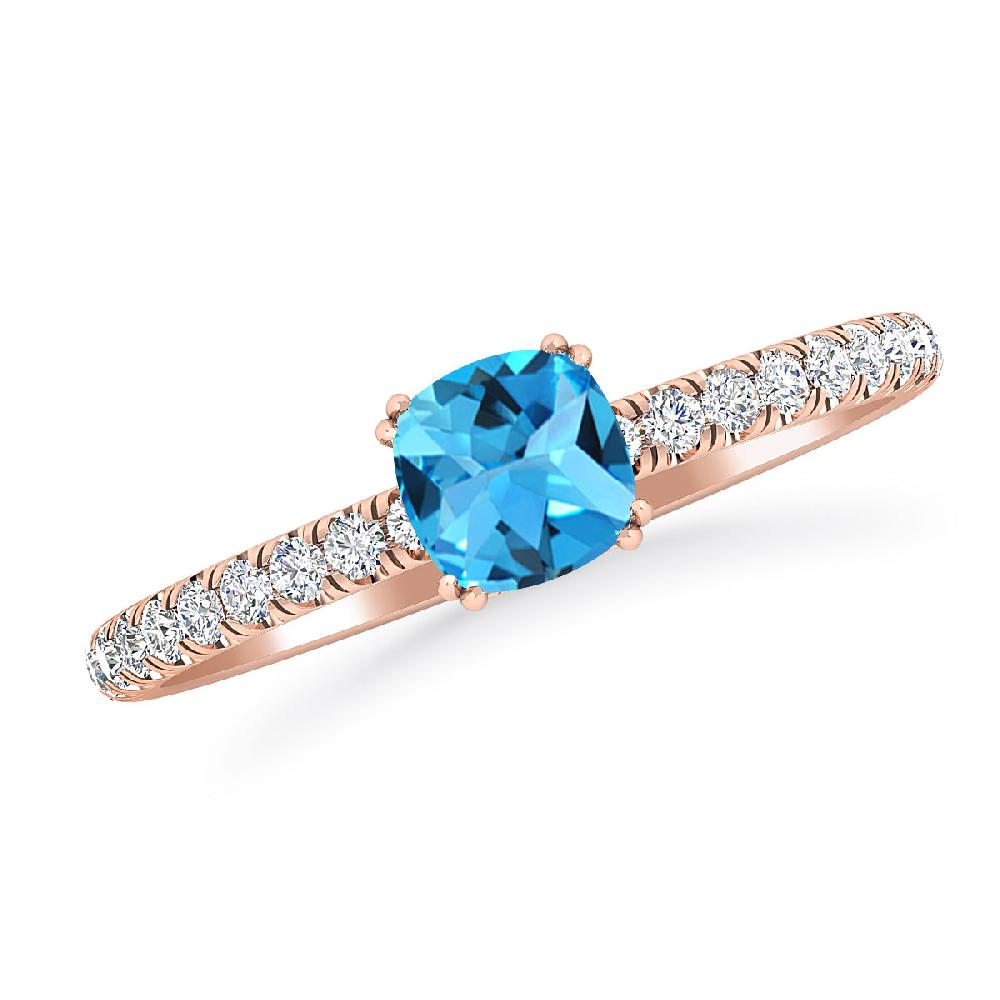 Rose Gold - Blue Topaz