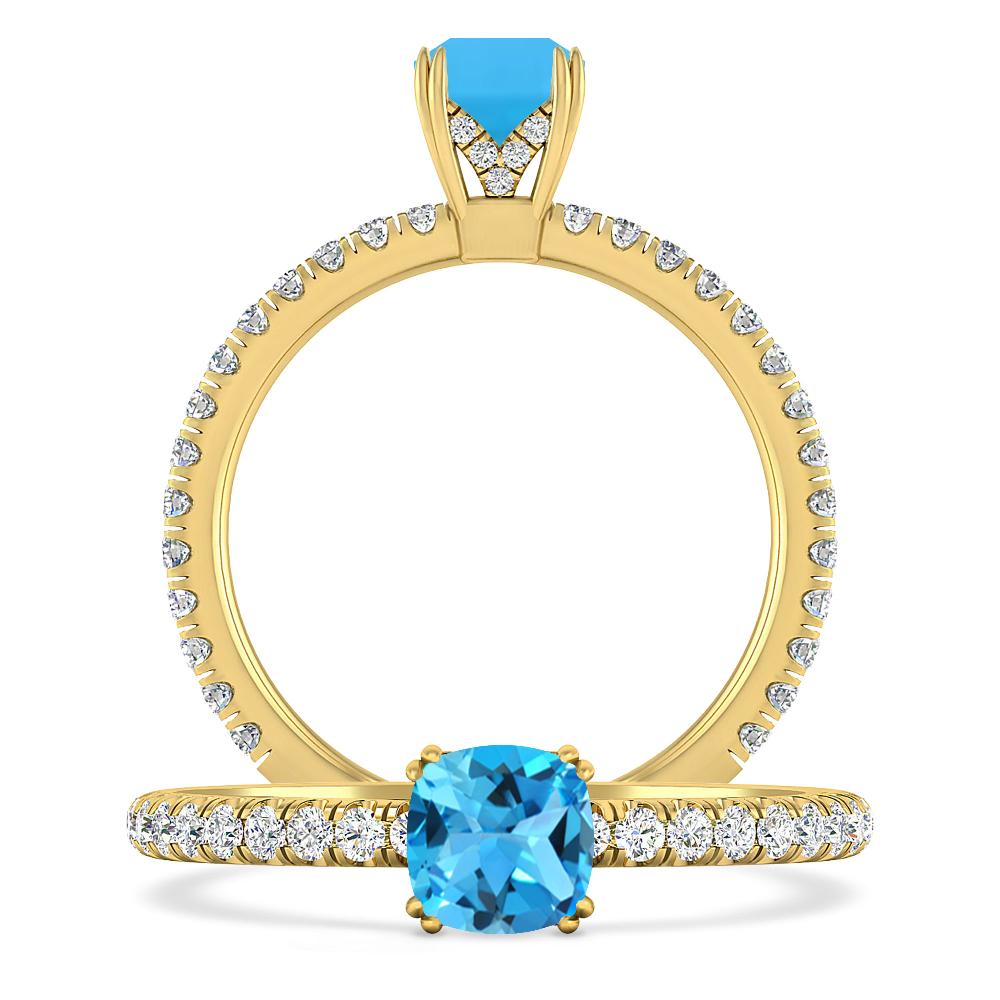 Yellow Gold - Blue Topaz