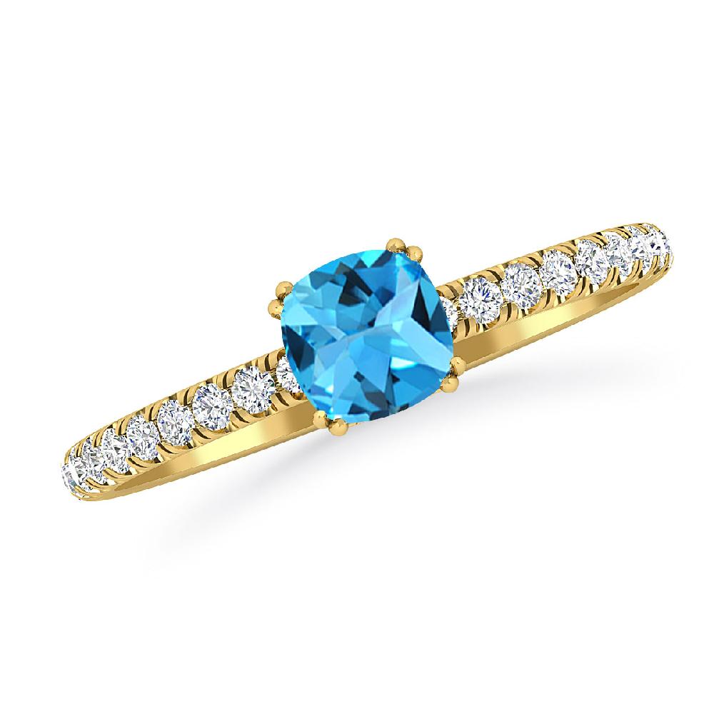 Yellow Gold - Blue Topaz