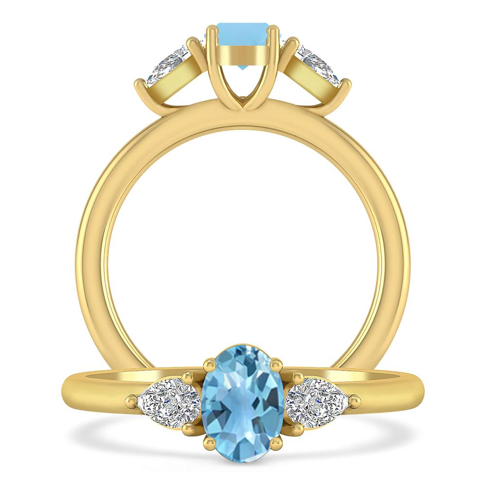 Yellow Gold - Blue Topaz