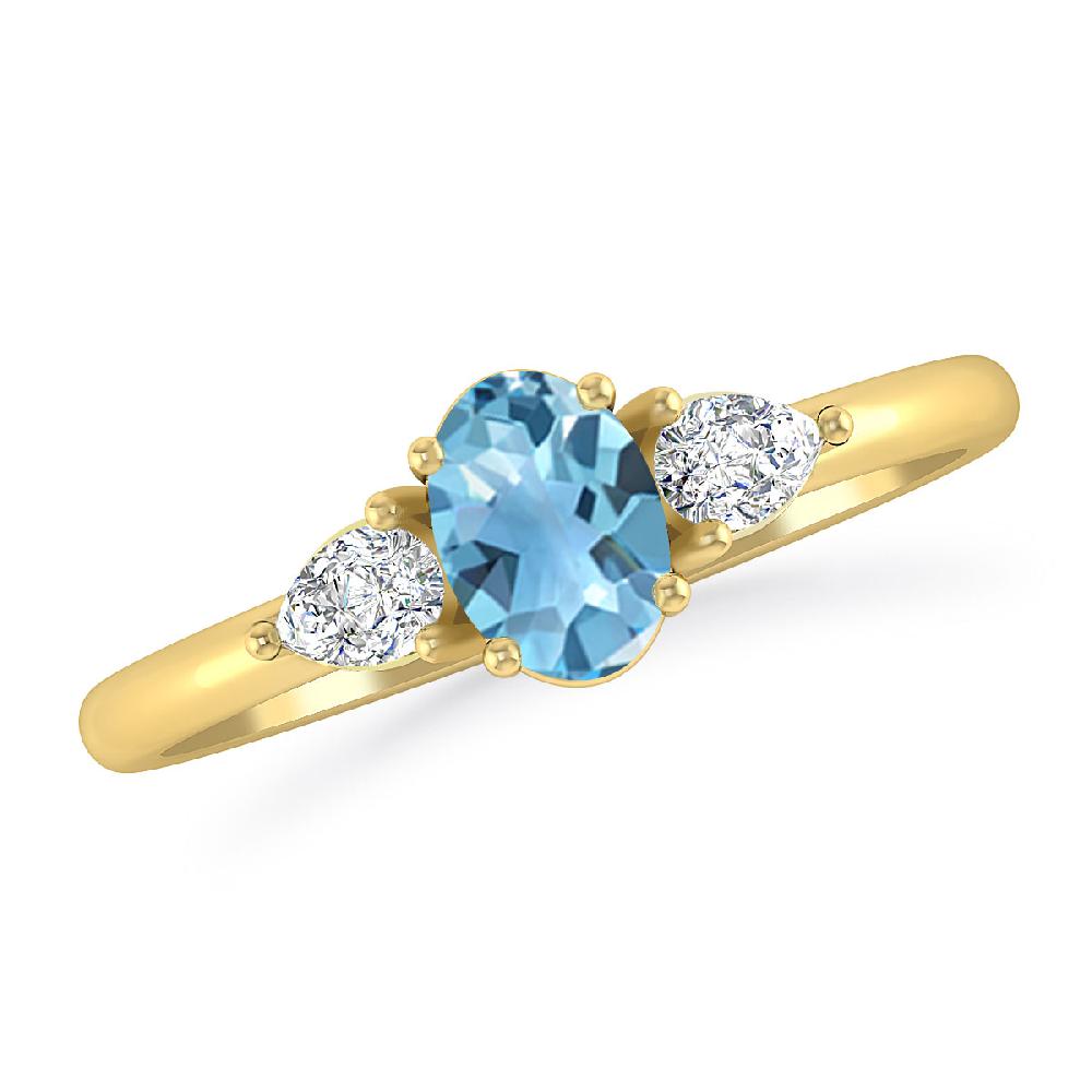 Yellow Gold - Blue Topaz