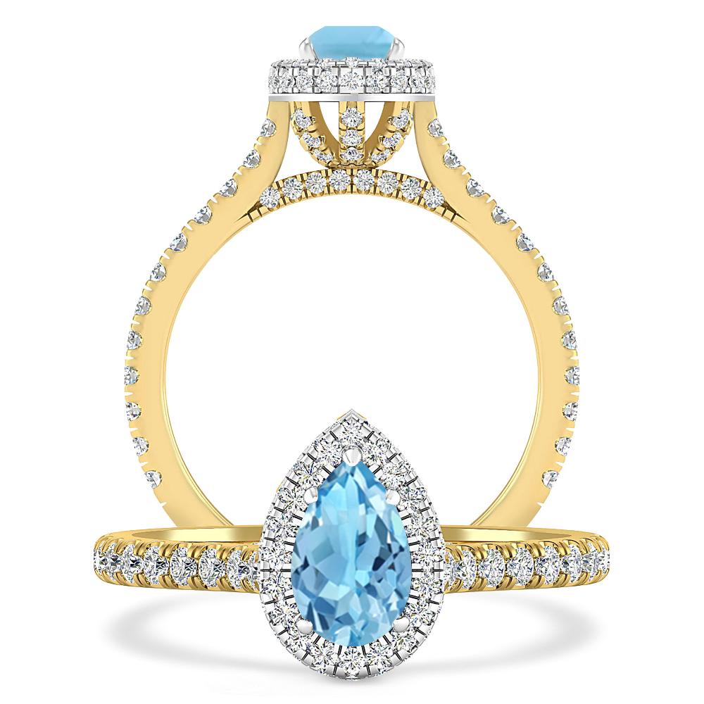 Yellow Gold - Blue Topaz