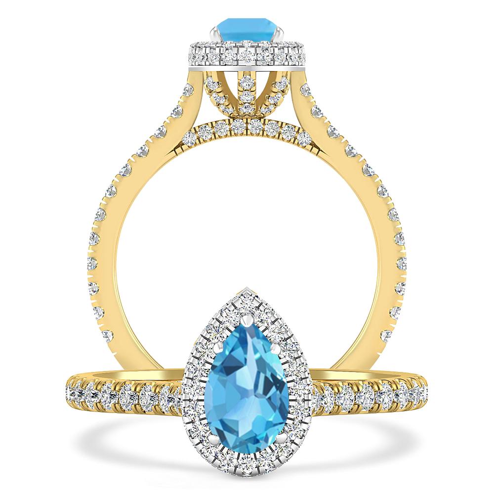 Yellow Gold - Blue Topaz