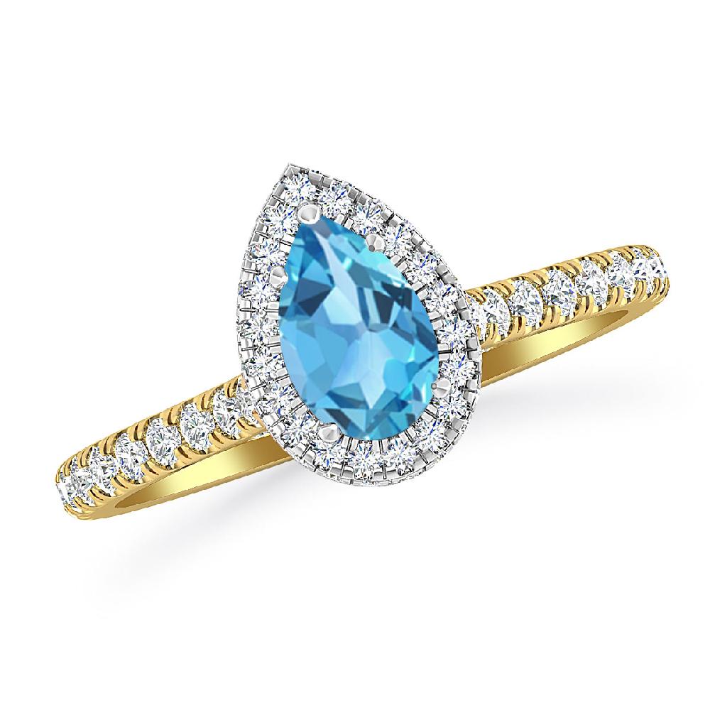 Yellow Gold - Blue Topaz