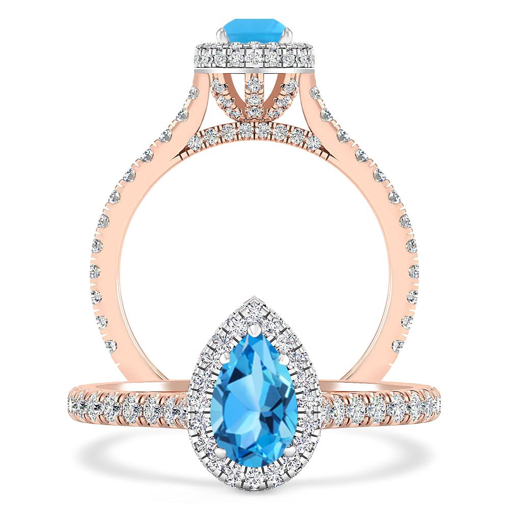 Rose Gold - Blue Topaz