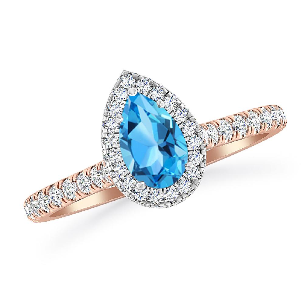 Rose Gold - Blue Topaz