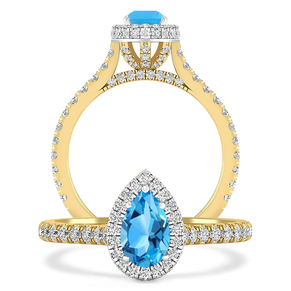 Yellow Gold - Blue Topaz