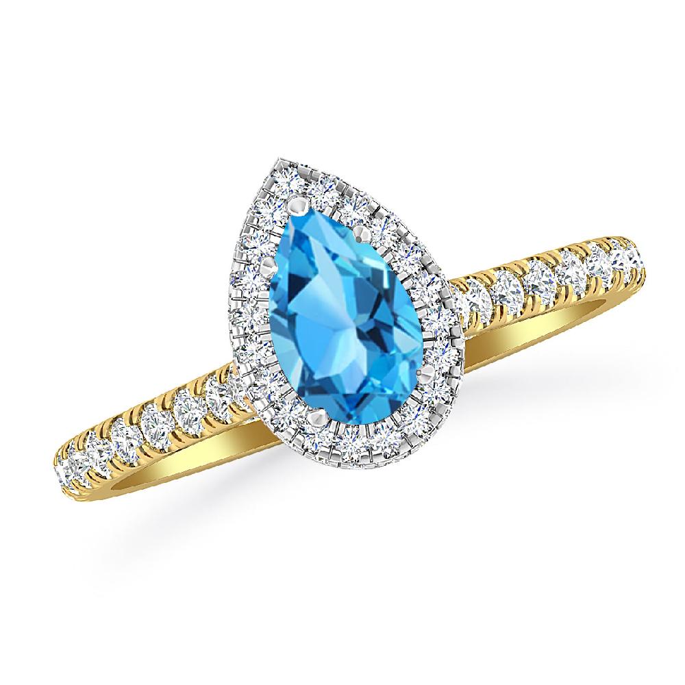 Yellow Gold - Blue Topaz