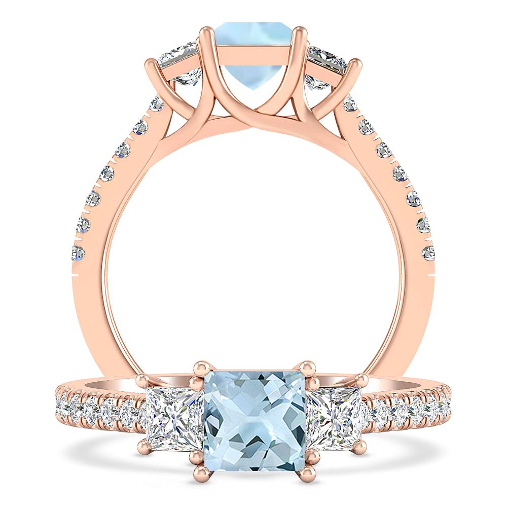 Rose Gold - Aquamarine