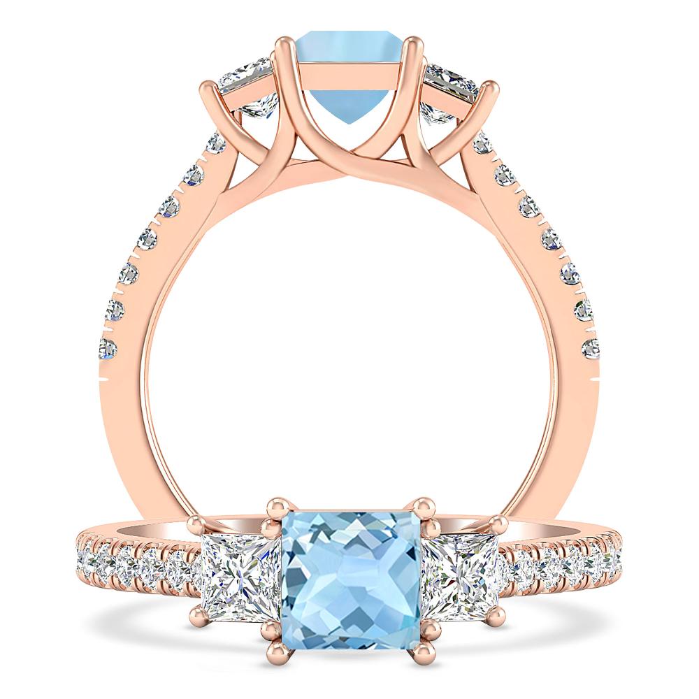 Rose Gold - Aquamarine