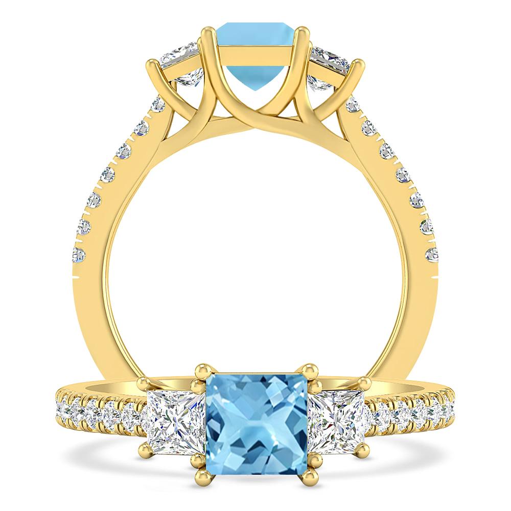 Yellow Gold - Blue Topaz