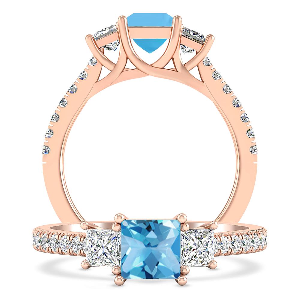 Rose Gold - Blue Topaz