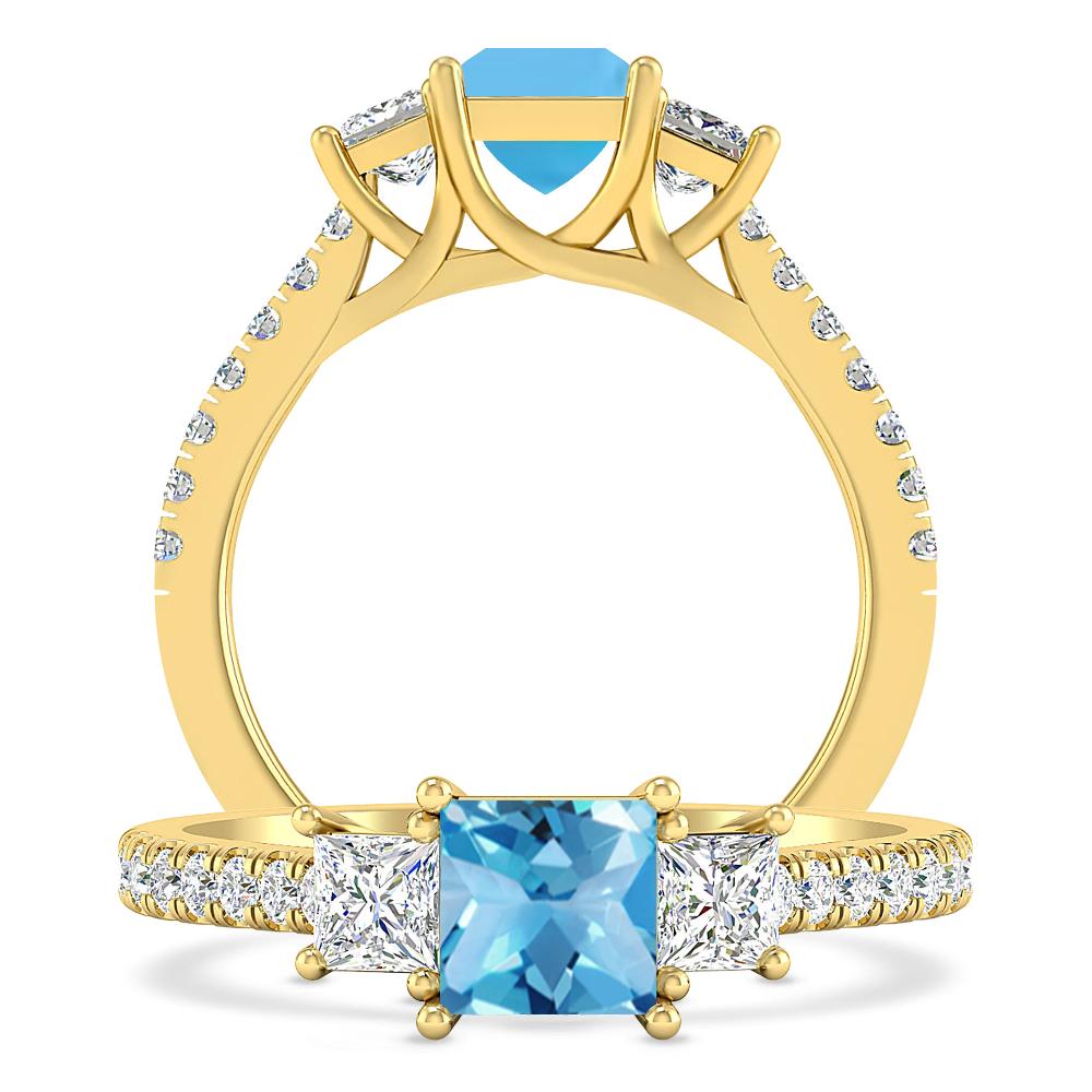 Yellow Gold - Blue Topaz