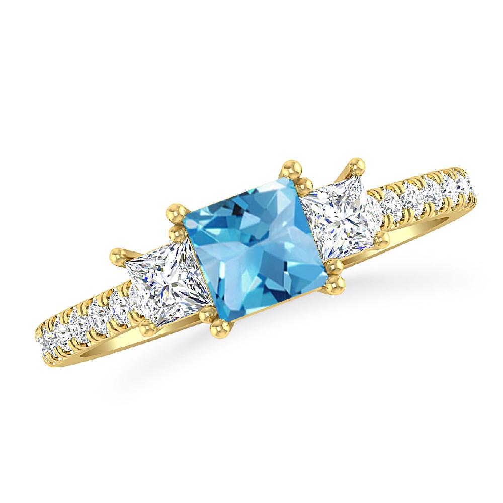 Yellow Gold - Blue Topaz