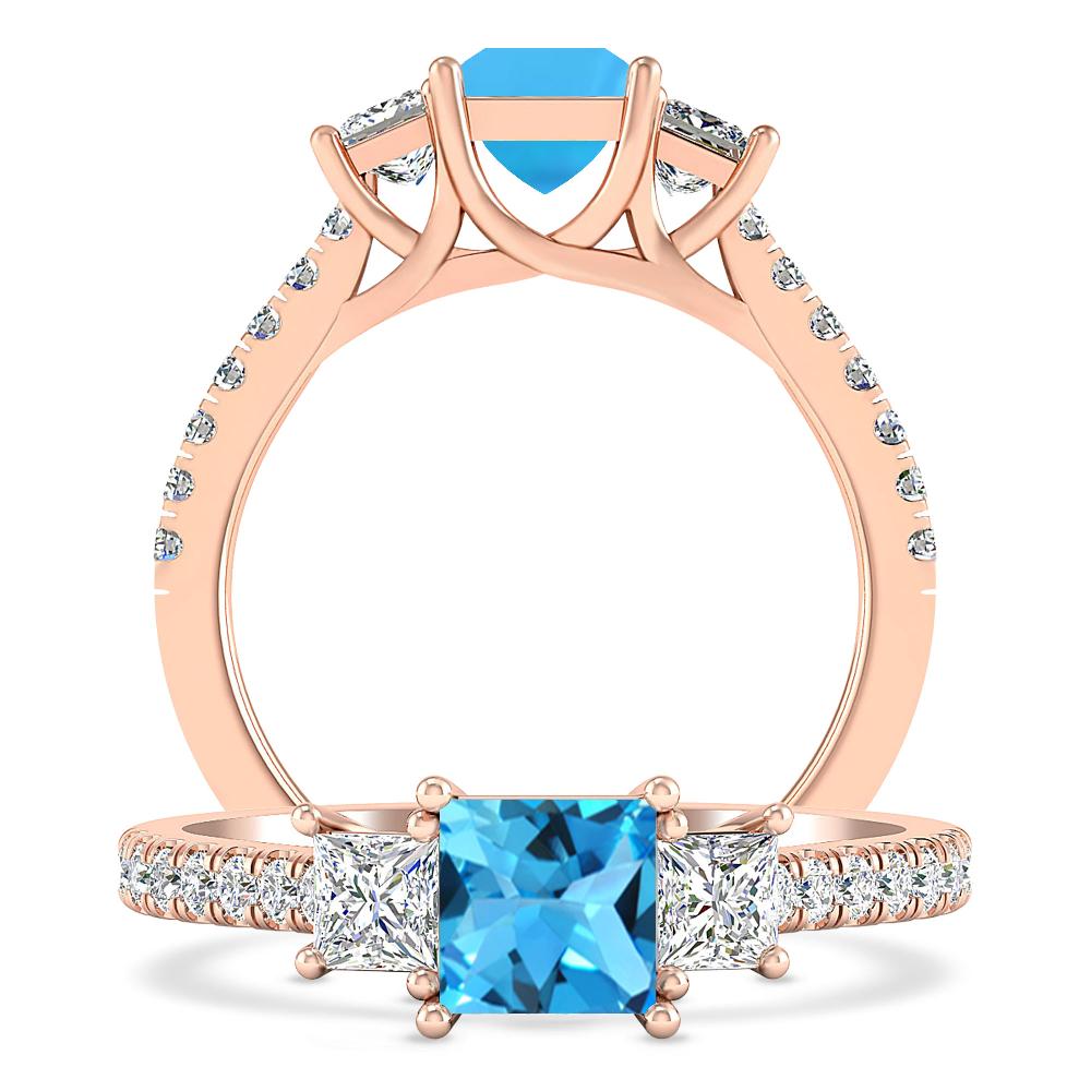 Rose Gold - Blue Topaz