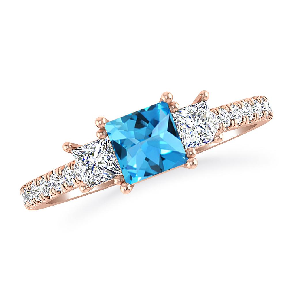Rose Gold - Blue Topaz