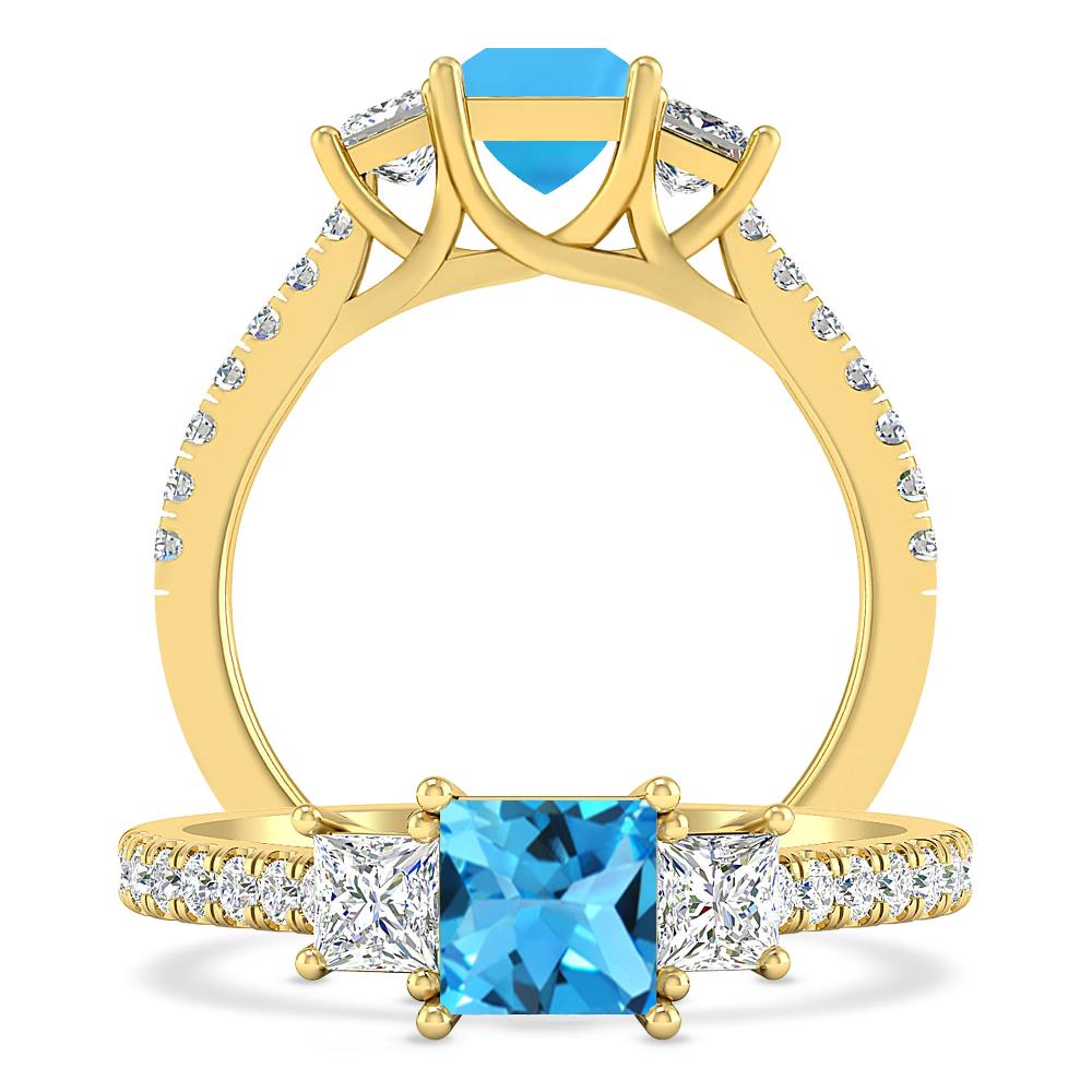 Yellow Gold - Blue Topaz