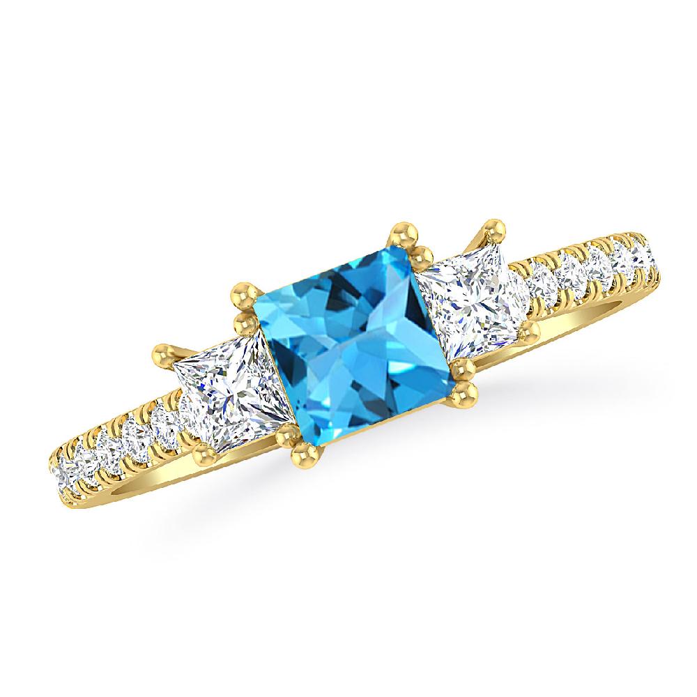 Yellow Gold - Blue Topaz