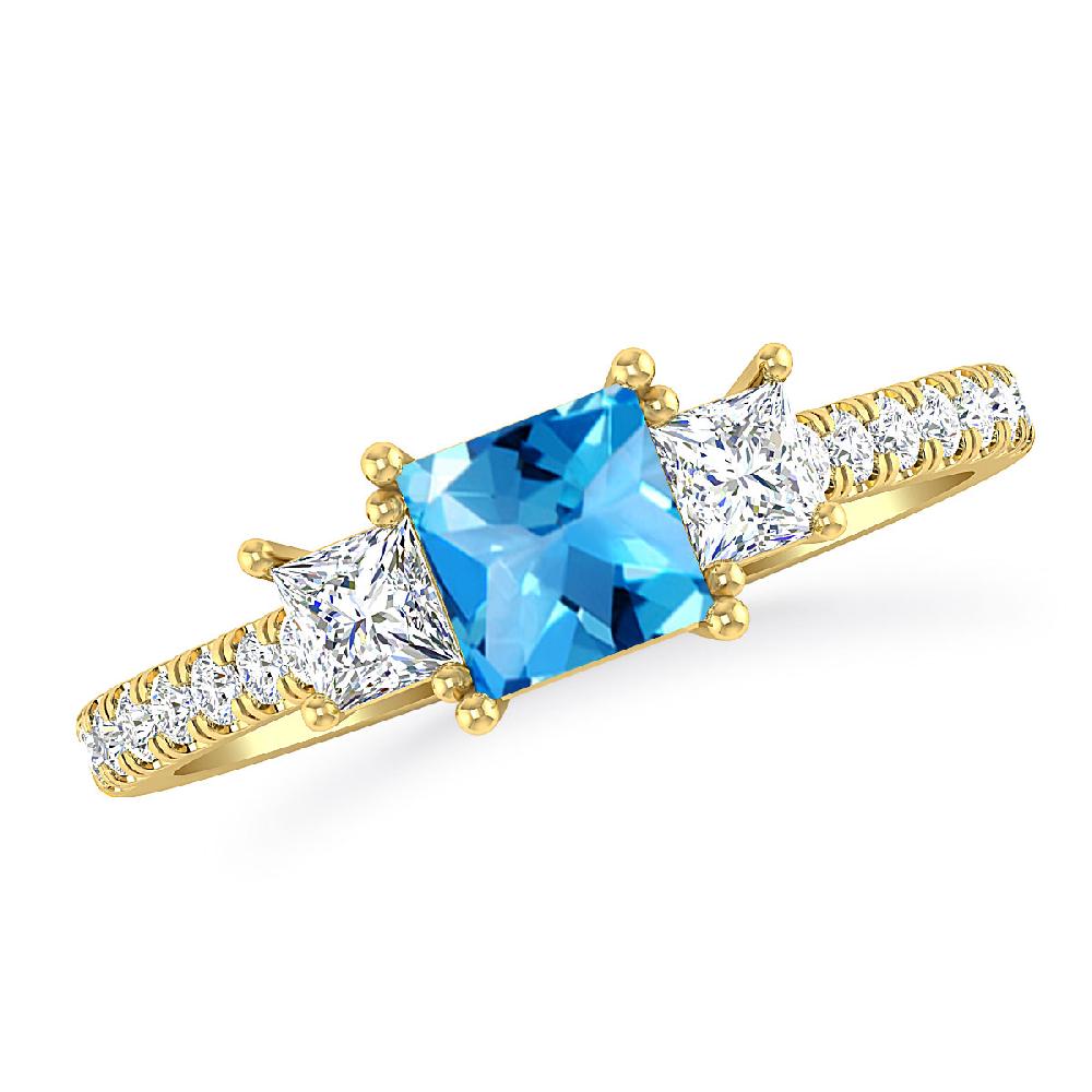 Yellow Gold - Blue Topaz