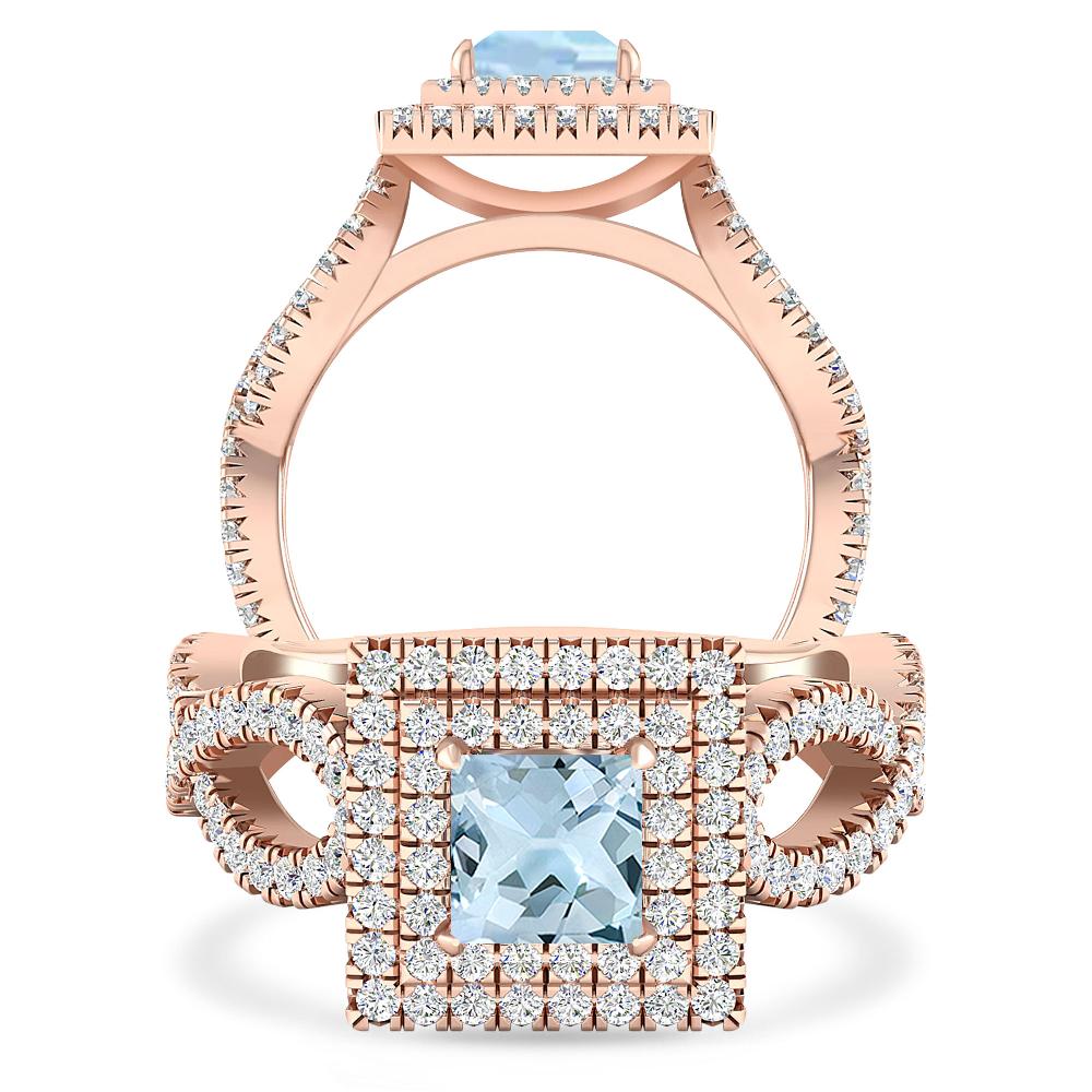 Rose Gold - Aquamarine