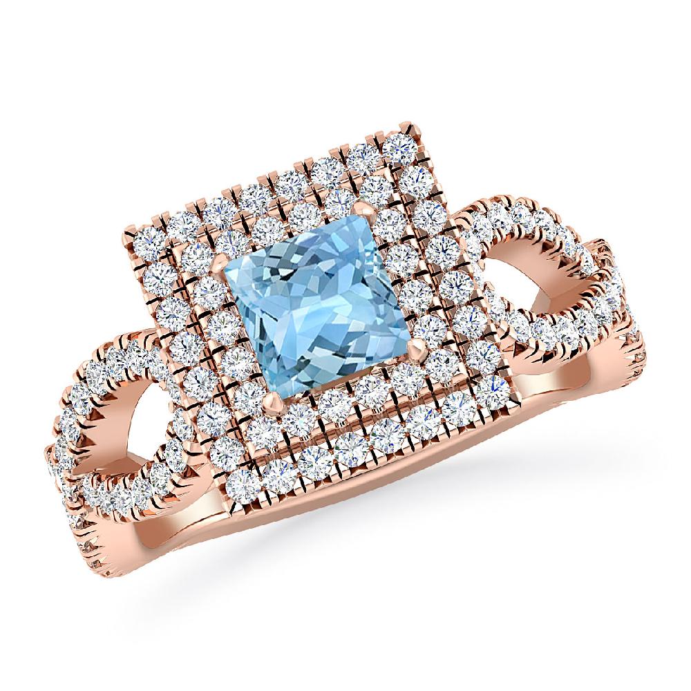 Rose Gold - Aquamarine