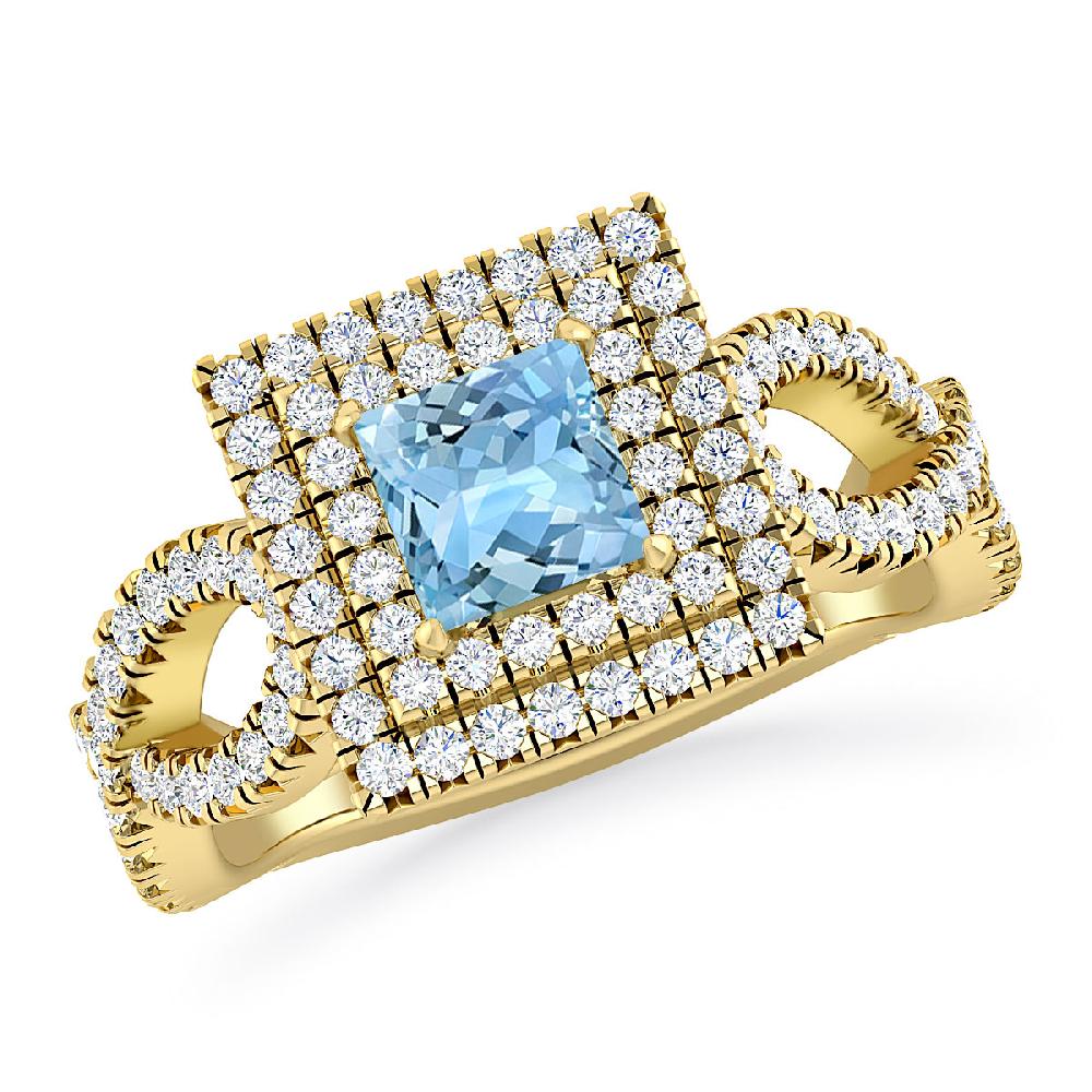 Yellow Gold - Aquamarine