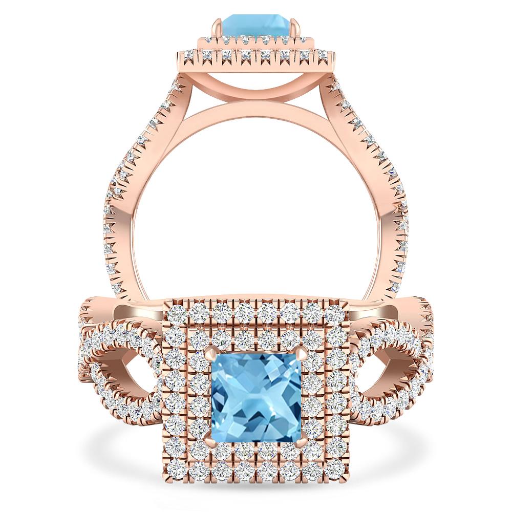 Rose Gold - Blue Topaz