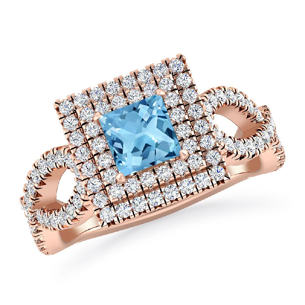 Rose Gold - Blue Topaz