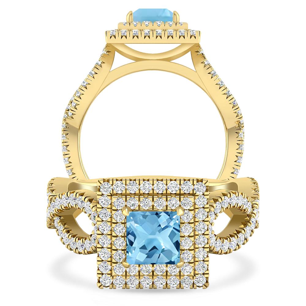 Yellow Gold - Blue Topaz