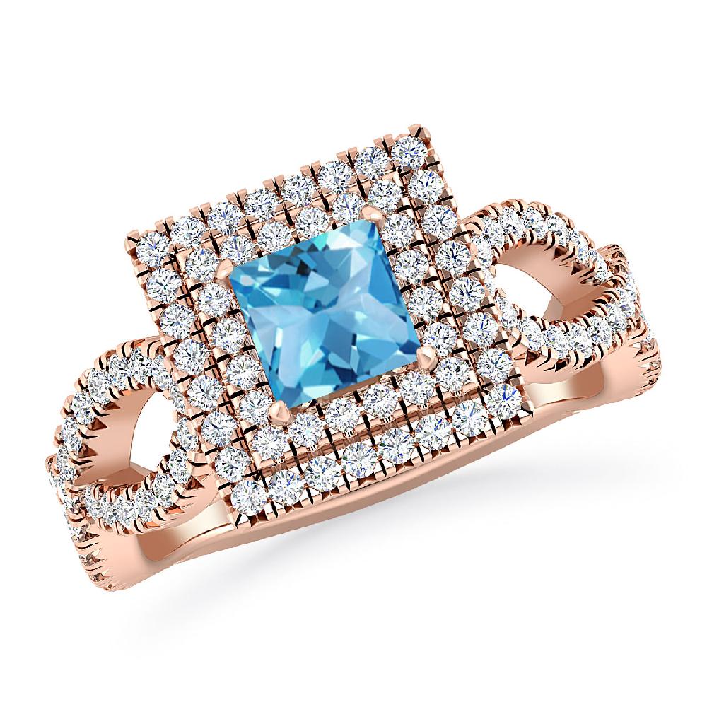 Rose Gold - Blue Topaz