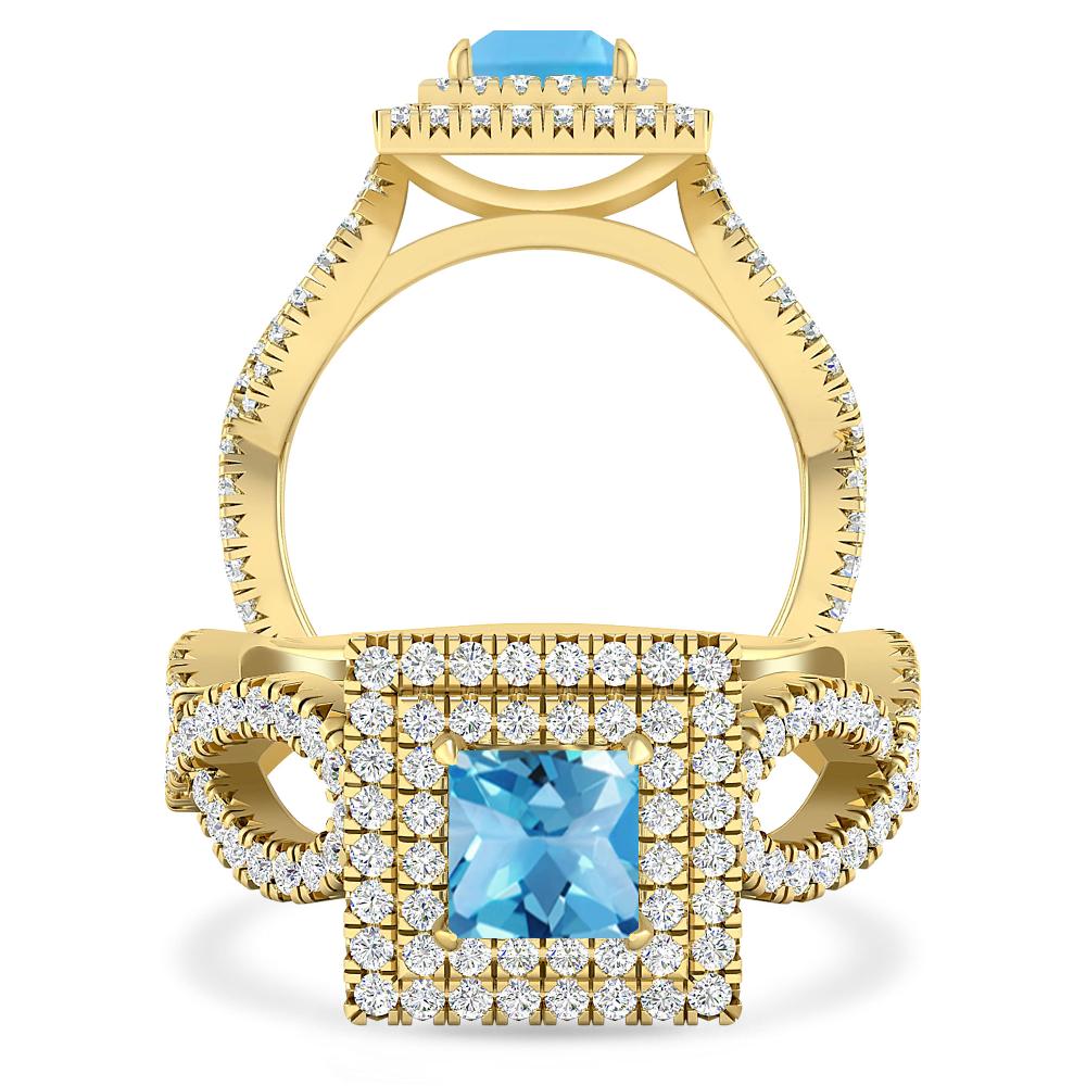 Yellow Gold - Blue Topaz