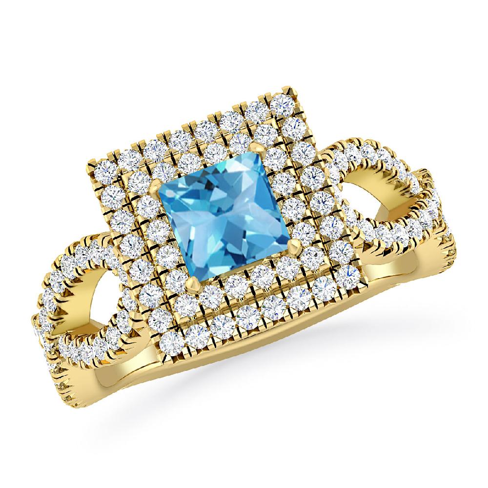 Yellow Gold - Blue Topaz